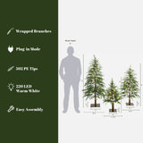 Pre-Lit Green Artificial Trees Christmas with Stand-Set of 3
