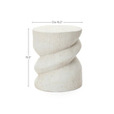 Distressed MgO Round Spiral Outdoor Patio side Table, 16.1"