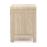 Oak Nightstand with Drawer and Open Shelf, Wooden Bedside Table for Bedroom, 21.65''