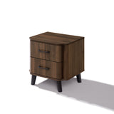 Leo Dark Walnut finish Manufactured Wood End Table Nightstand, 19"W