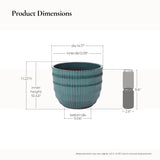 Coastal Blue Ceramic Plant Pot, Decorative Round Planter with Drainage Hole 14.2'' Dia
