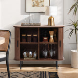 Aria 2-door tambour accent cabinet, dark oak finish