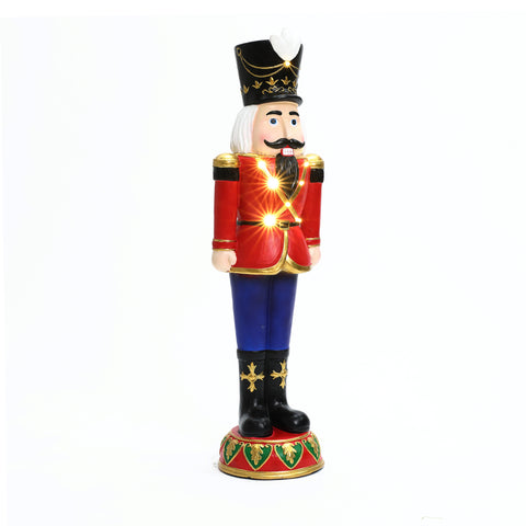 Traditional nutcracker soldier in red with lights, 3ft tall