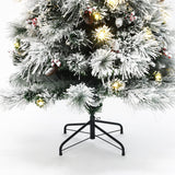 Pre-Lit Fiber Optic Flocked Pine Christmas Tree,6ft