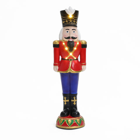 Traditional nutcracker soldier in red with lights, 2ft tall