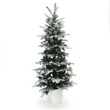 Pre-Lit Flocked Pine Christmas Tree with  Silver Pot,5ft