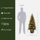 Pre-Lit Gold Branches Christmas Trees with Pot, 4.5ft