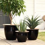 Avalon glazed indoor/outdoor planter set of 3, black