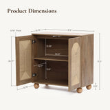 Boho Oak Accent Cabinet with Wood Ball Legs