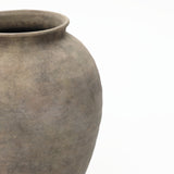 Old-World Gray with Brown Round Terracotta Vase,12''