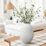 Oval Antique White Vase, 12.8'' H