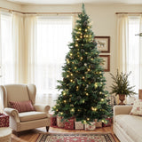 Pre-Lit Green Pine Christmas Tree with Stand,7.5Ft
