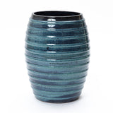 Tall Ceramic Planter Pot for Indoor Outdoor Plants with Drainage Hole, Blue 17.7''