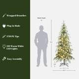 Pre-Lit Weeping Cedar Slim Christmas Tree,6.5Ft