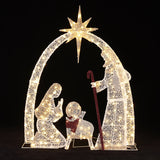 Lighted nativity and christmas tree, clear