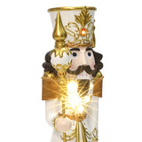 Christmas Soldier Nutcracker Decor in White & Gold with Lights, 2 ft