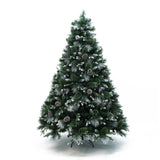 Pre-Lit Green and White Branches Pine Christmas Tree,6.2Ft