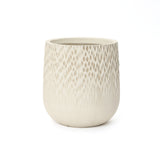 Textured Tall Plant Pots, Off-white Large Plant Pot with Drainage Hole 14.4'' H