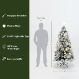 Pre-Lit Fiber Optic Flocked Pine Christmas Tree,6ft
