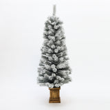 Pre-Lit Flocked Artificial Fir Christmas Tree in Pot, 5ft
