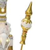 Christmas Soldier Nutcracker in Silver & Gold with Lights, 2 ft