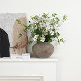 Earthy Gray-Brown Finish Rustic Terracotta Vase, 12.2"W