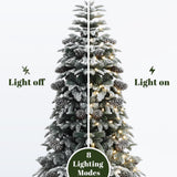 Pre-Lit Flocked Artificial Pine Christmas Tree, 6ft