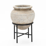 Distressed Large Planters for Indoor Plants with Stand, 17.5" Dia