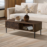 Kairo Basket Weave Design Manufactured Wood Coffee Table, Oak47"