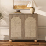 Boho Oak Accent Cabinet with Wood Ball Legs