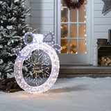 Christmas Snowflake Wreath Holiday Decor With Light, 3ft