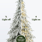 Pre-Lit Flocked Sweeping Christmas Branches Tree,7.5Ft