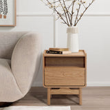 Eric oak finish nightstand with drawer, 22.64"h