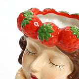 Lady strawberries ceramic sculpture vase