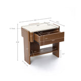 Faux Marble Wood Accent Side Table with Drawer and Open Shelf