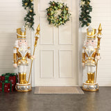 Christmas Soldier Nutcracker in Silver & Gold with Lights, 4 ft
