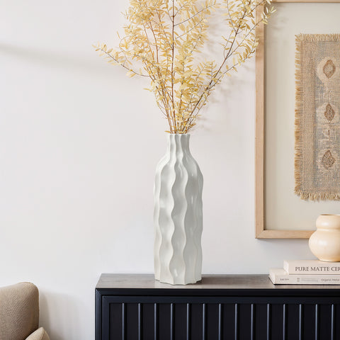 White wave ceramic tall vase