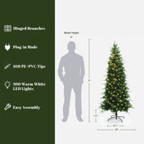 Pre-Lit Green Artificial Slim Christmas Tree with Light, 6ft