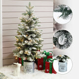 Artificial Flocked Fir Christmas Tree with Lights, 4ft