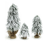 Pre-Lit Snowy Flocked Christmas Tree with Bases,Set of 3