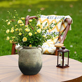 Brown & Green Bottom Round Terracotta Vase with Handles,9.8''