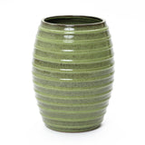 Tall Ceramic Planter Pot for Indoor Outdoor Plants with Drainage Hole, Green 17.7''