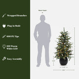 Pre-Lit Green Artificial Pine Christmas Tree ,4ft