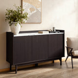 Modi Wenge Wood Sideboard Cabinet with Faux Marble Top, 47"
