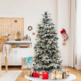 Pre-Lit Flocked Artificial Pine Christmas Tree, 6ft