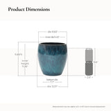 Blue Glazed Round Ceramic Planter Pot, Small Pots for Plants with Drainage Hole 12'' Dia