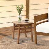 Acacia Wood Square Outdoor Side Tables for Patio, 18.5'' H