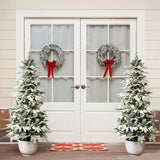 Pre-Lit Flocked Artificial Tree Christmas with Potted,5Ft
