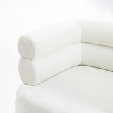 Tia ivory barrel accent chair with wood ball legs