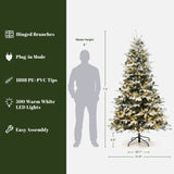 Pre-Lit Lightly Flocked Christmas Tree with Stand,7.5Ft